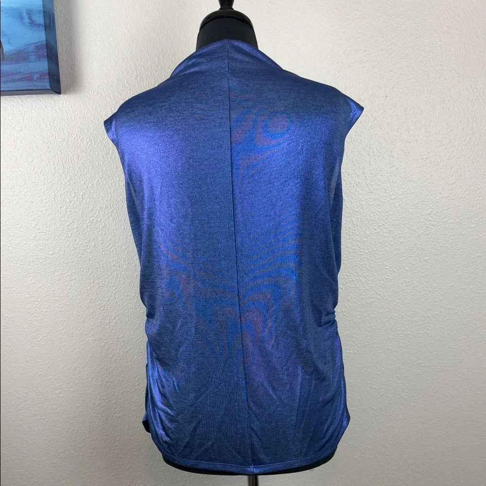 Rebecca Minkoff Shimmering Metallic Blue Sleeveless Tank - Picture 3 of 7